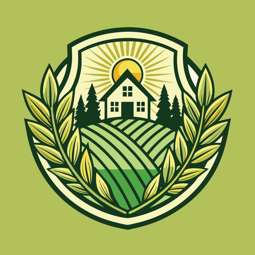 Farming logo illustration design on solid background vector