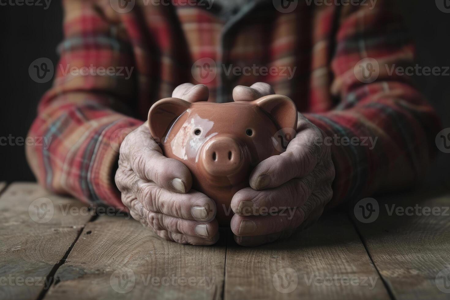 Pensioner with Piggy Bank photo