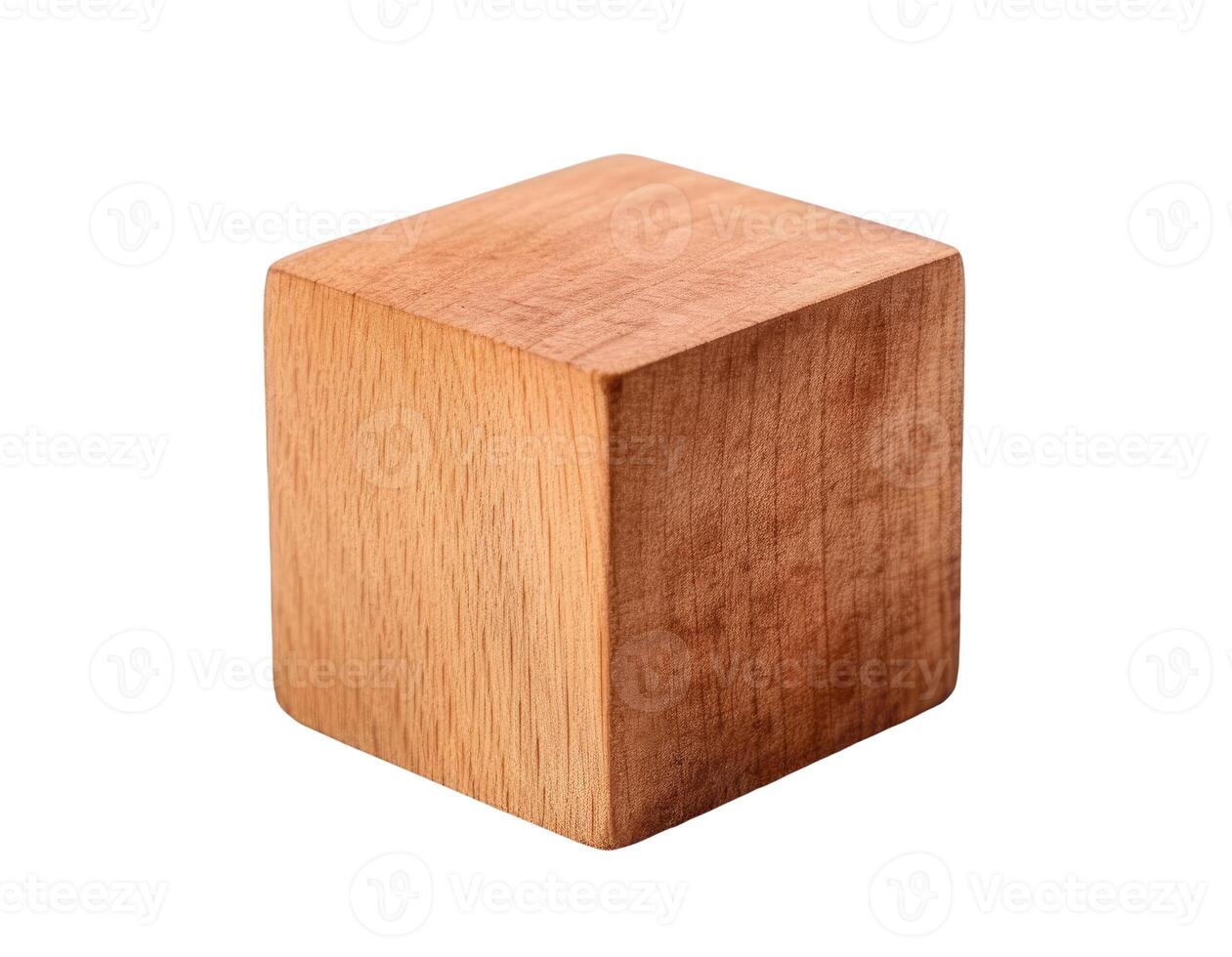 Wooden Cube, Isolated on White photo