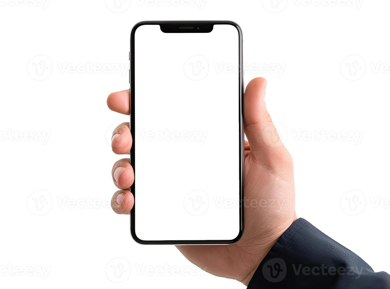 Hand with Smartphone, Isolated on White photo