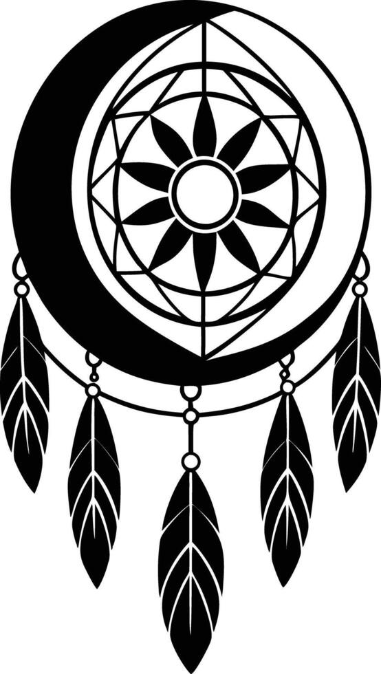 traditional dreamcatchers ornament illustration black and white vector