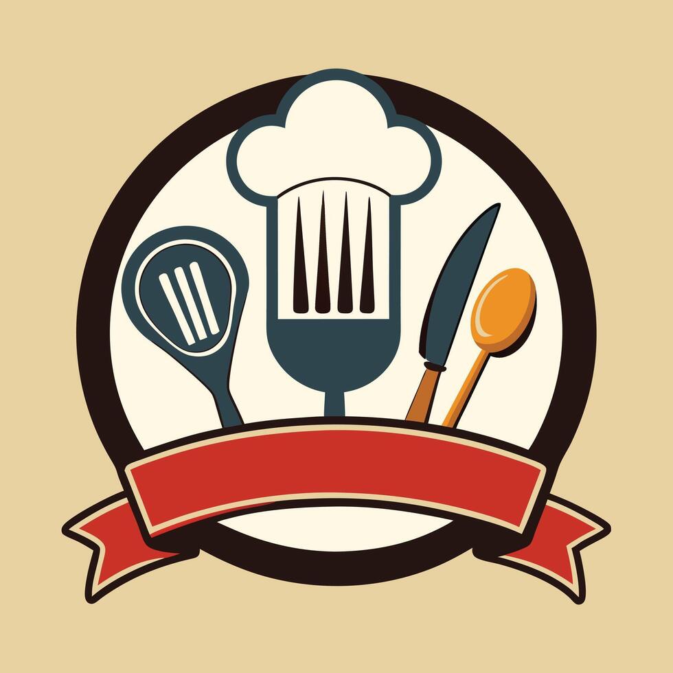 illustration of a cooking logo in solid background vector