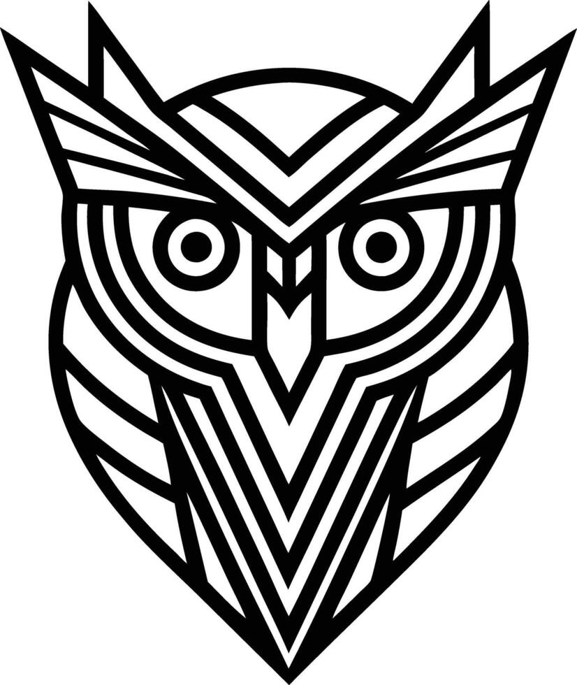 minimal linear owl logo illustration black and white vector