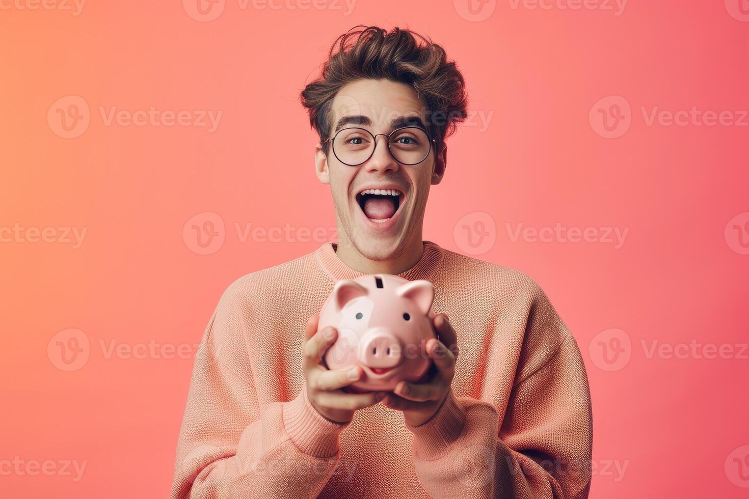 Man with Piggy Bank photo