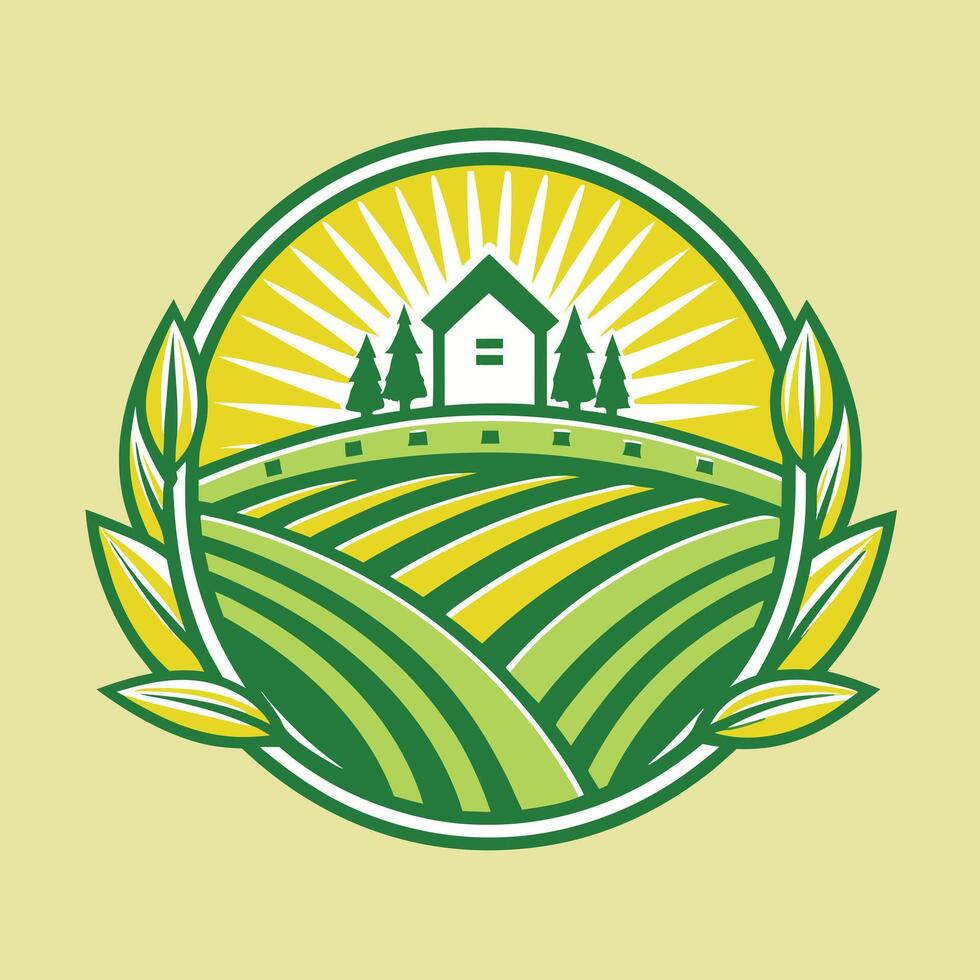 Farming logo illustration design on solid background vector