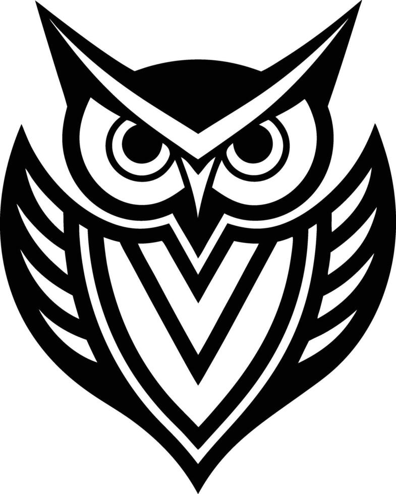 minimal linear owl logo illustration black and white vector