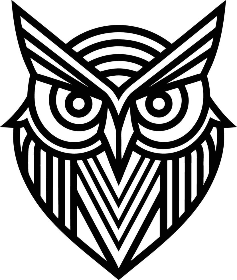 minimal linear owl logo illustration black and white vector