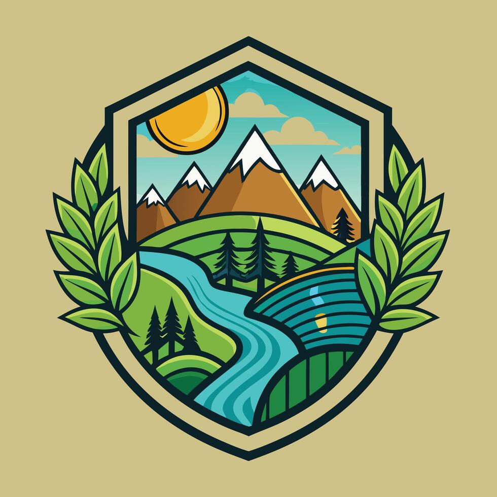 environment logo illustration on solid background vector