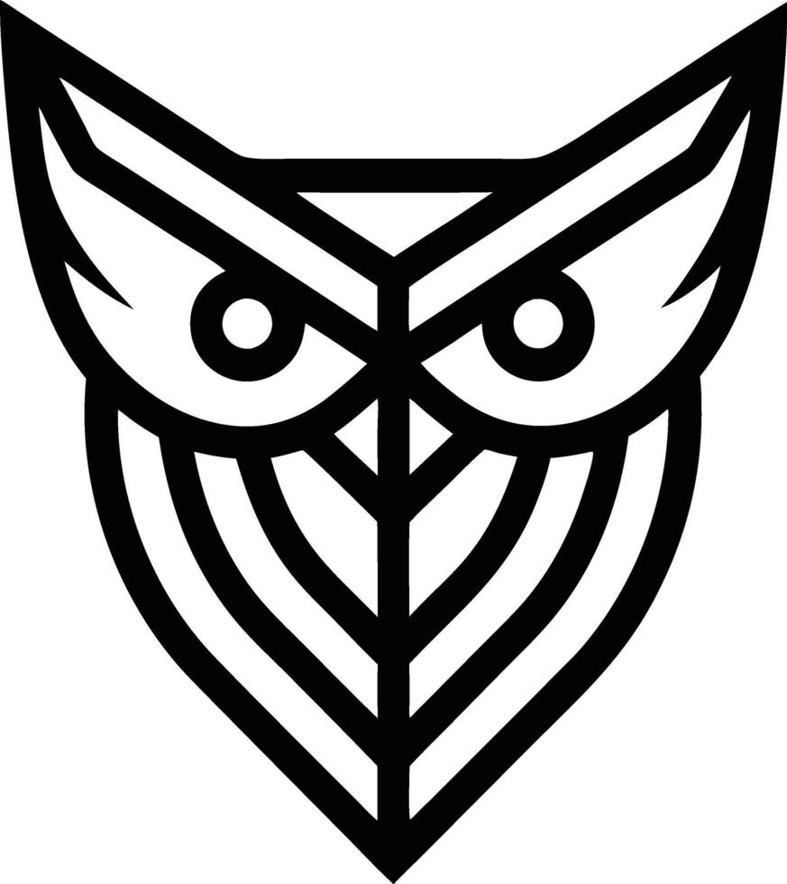 minimal linear owl logo illustration black and white vector