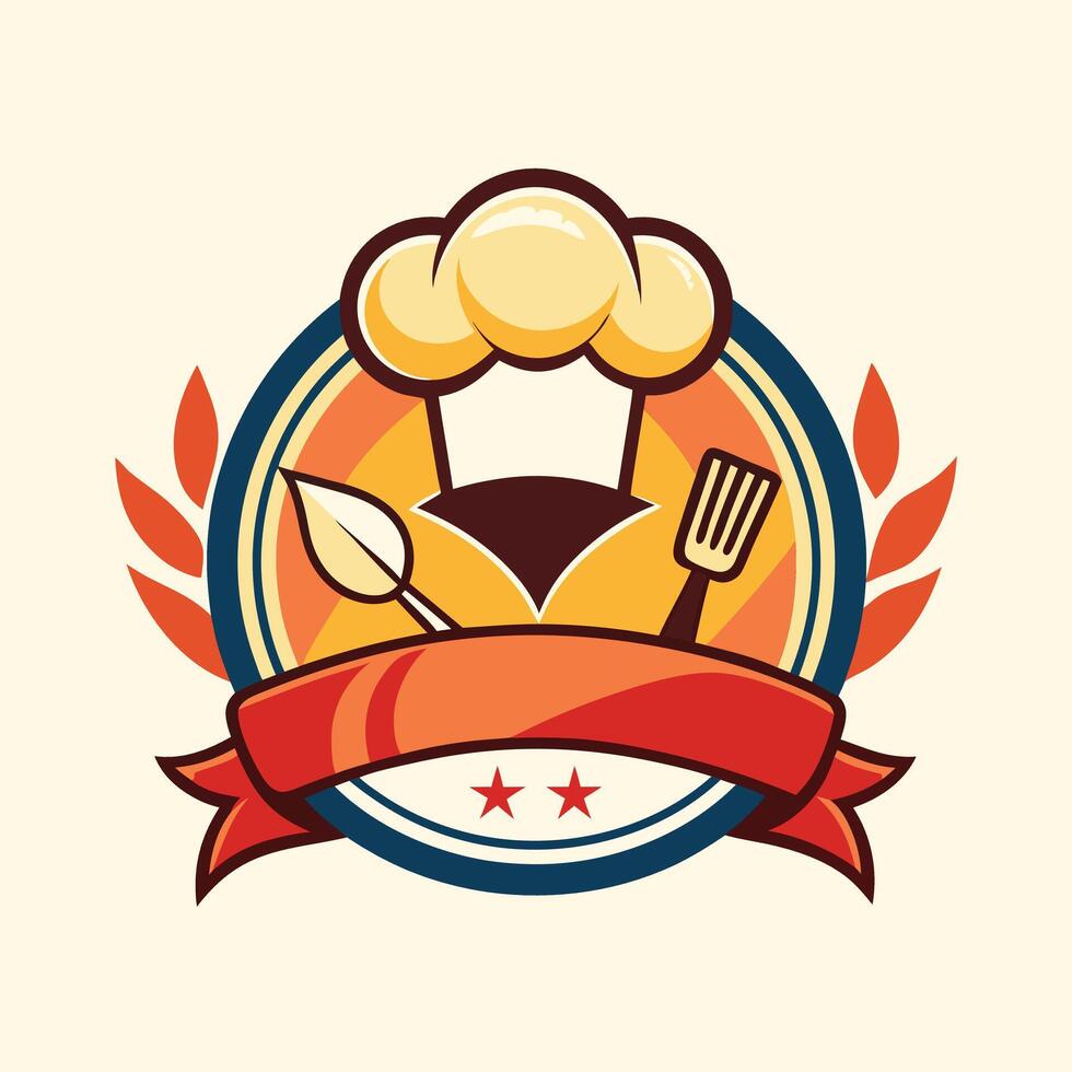 illustration of a cooking logo in solid background vector