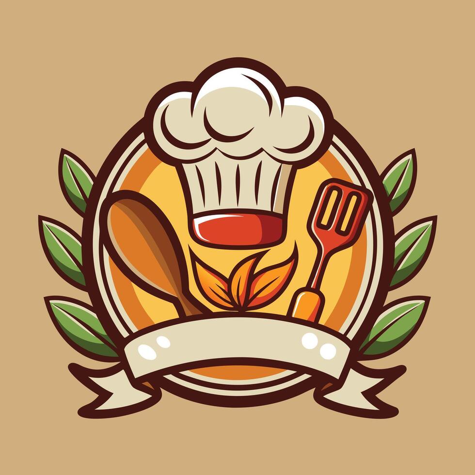 cooking logo illustration on solid background vector