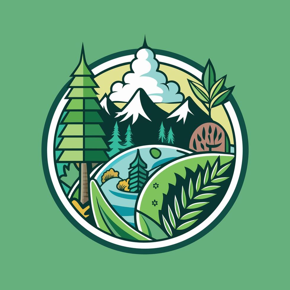 environment logo illustration on solid background vector