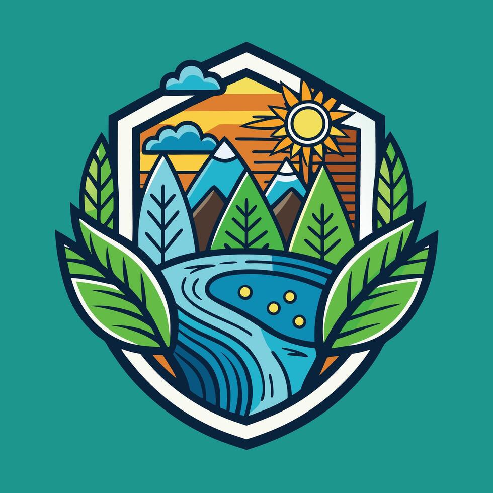 environment logo illustration on solid background vector