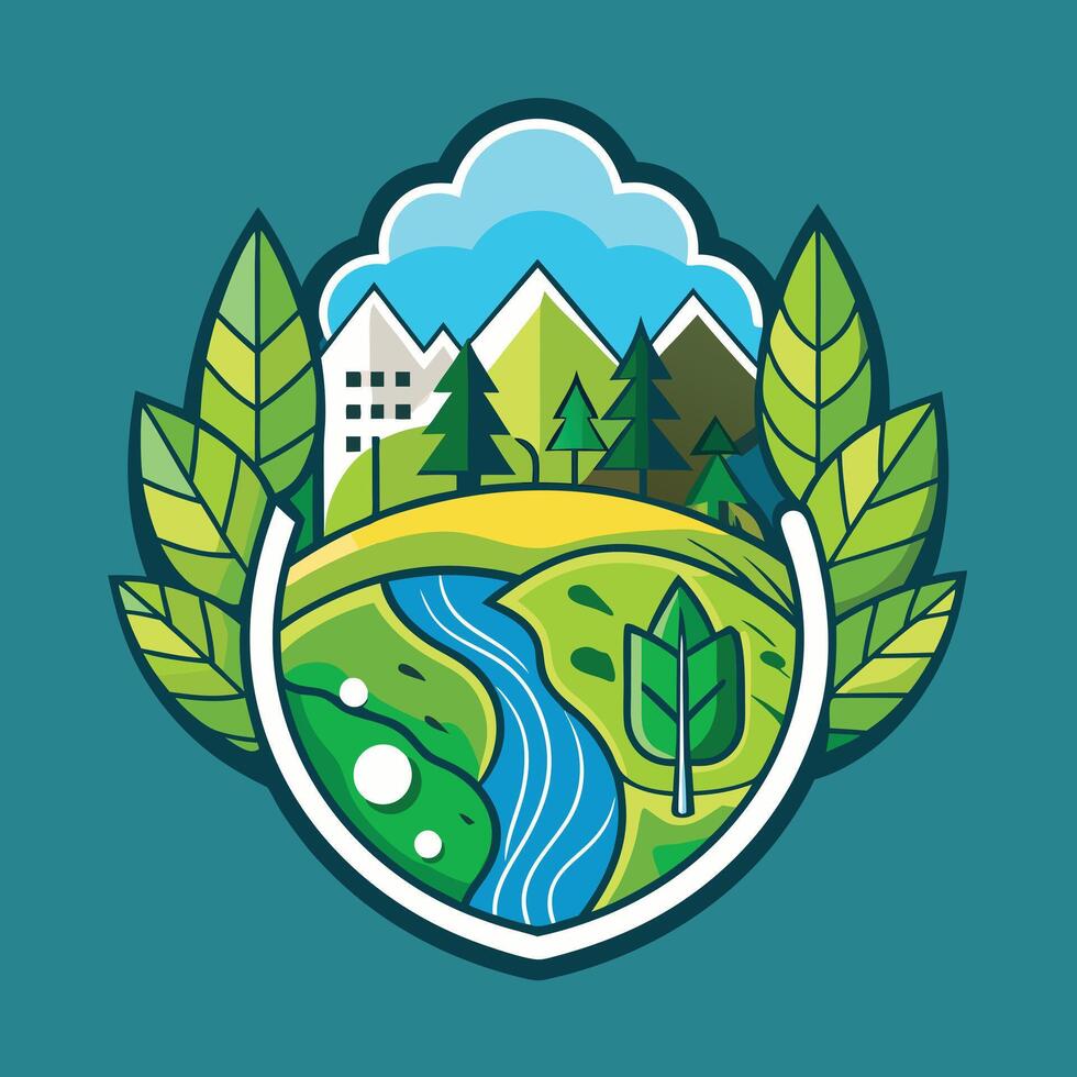 environment logo illustration on solid background vector