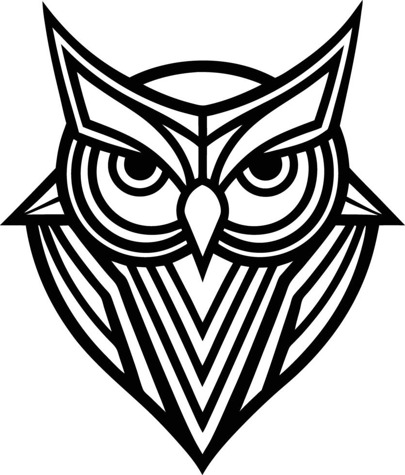 minimal linear owl logo illustration black and white vector
