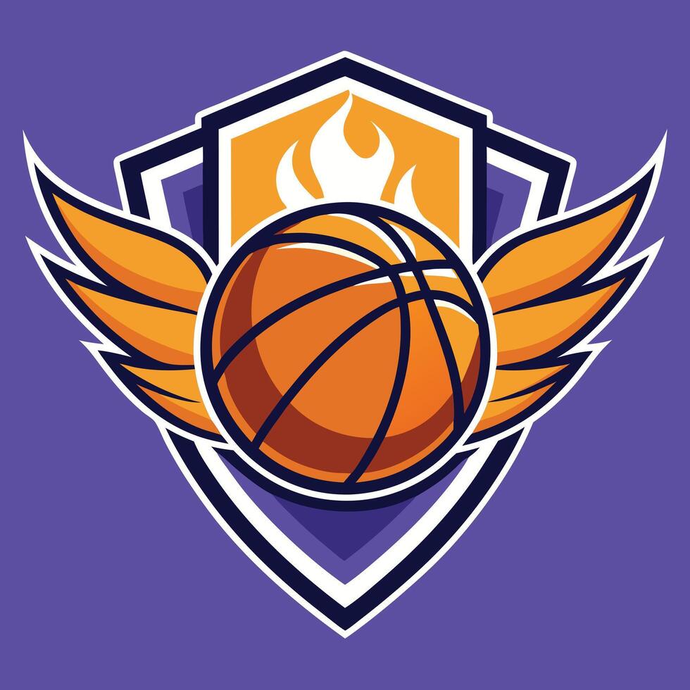 basketball team logo design illustration on solid background vector