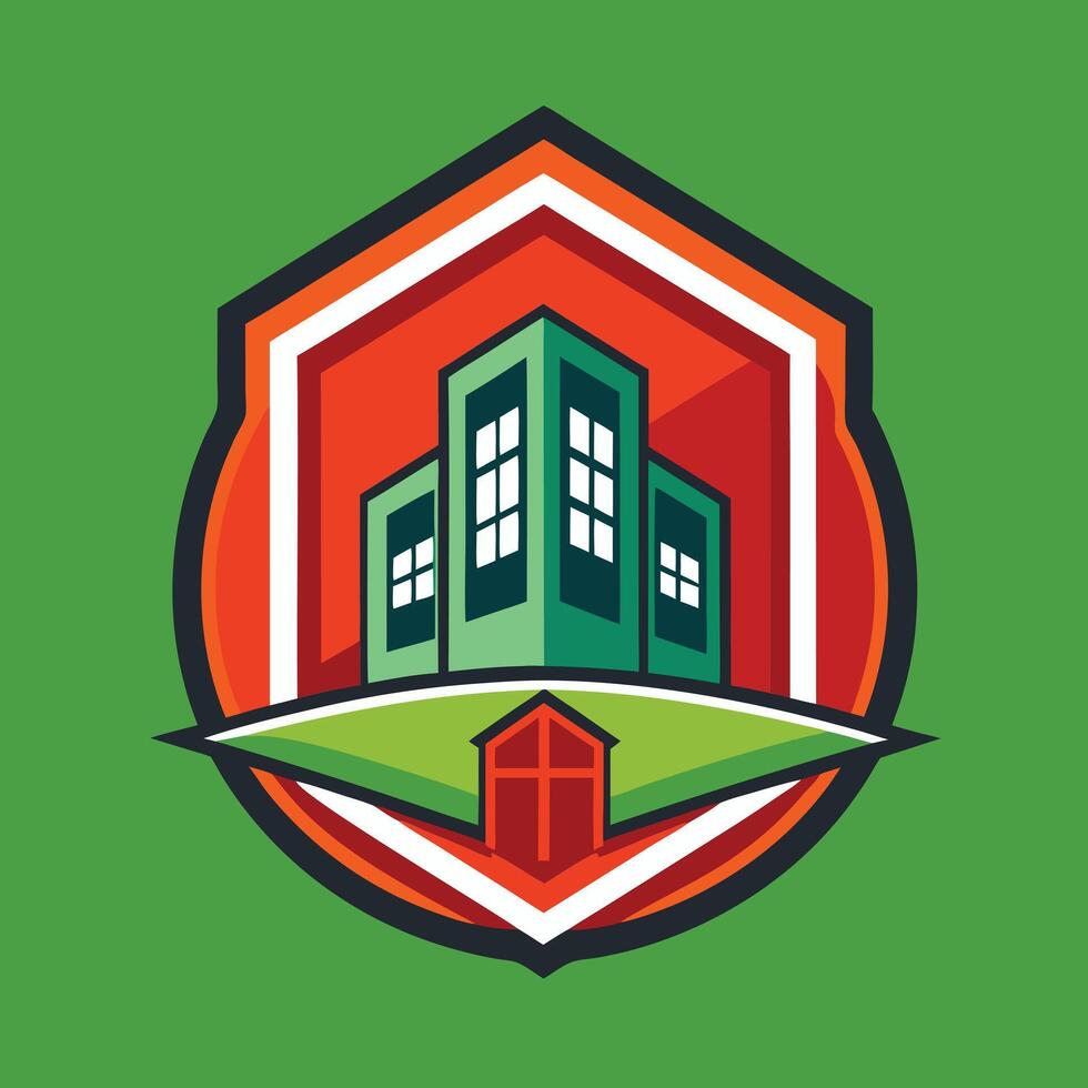 real estate logo illustration on solid background vector