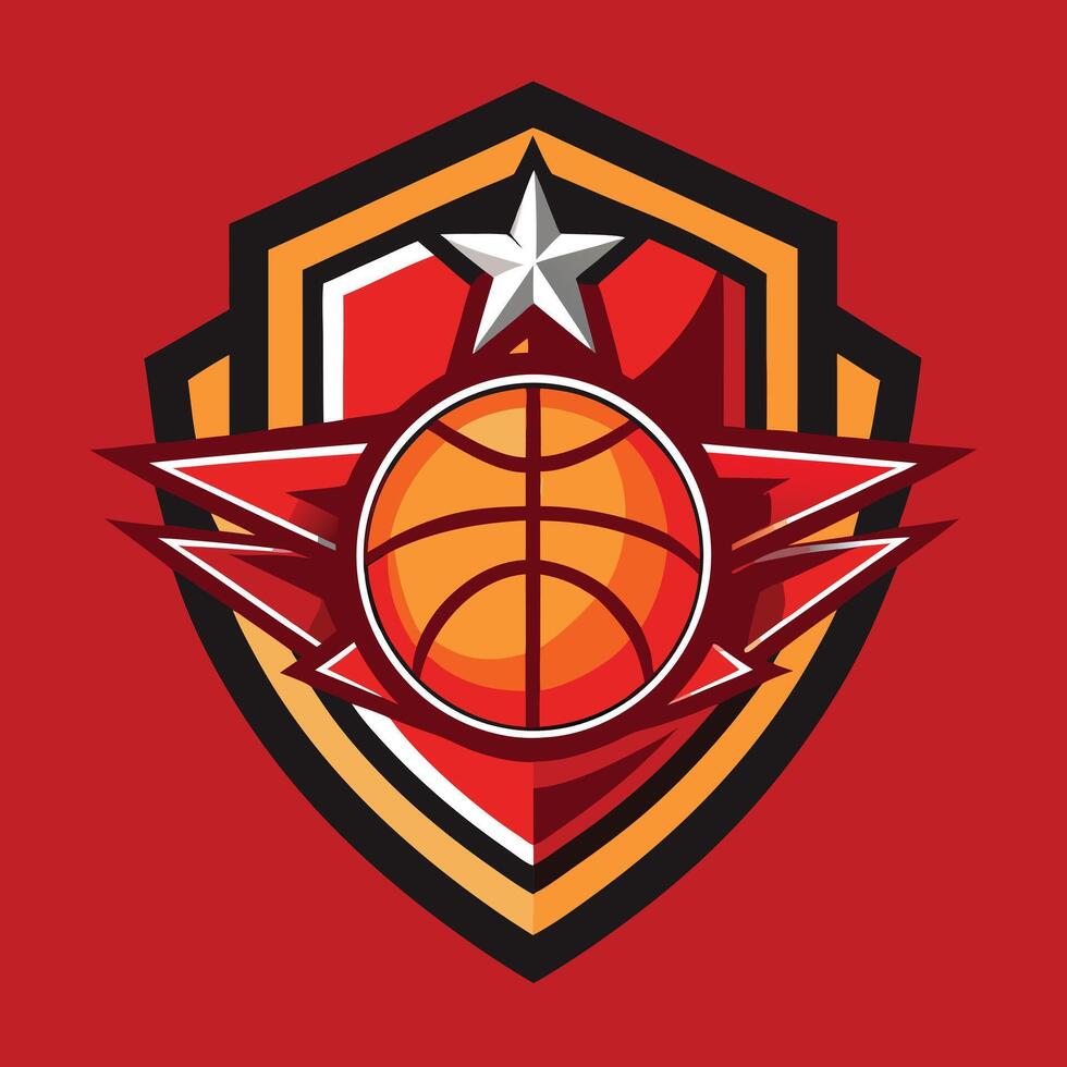 basketball team logo design illustration on solid background vector