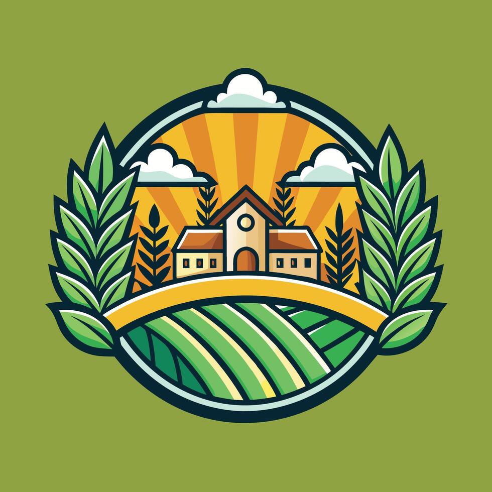 Farming logo illustration design on solid background vector