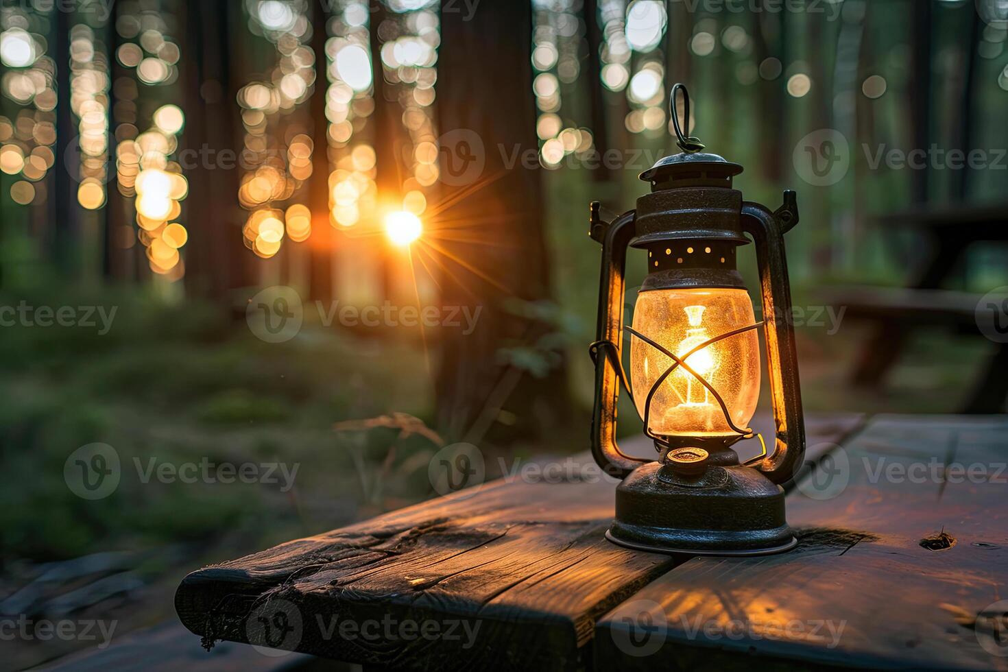 Camping Lantern on Table photo