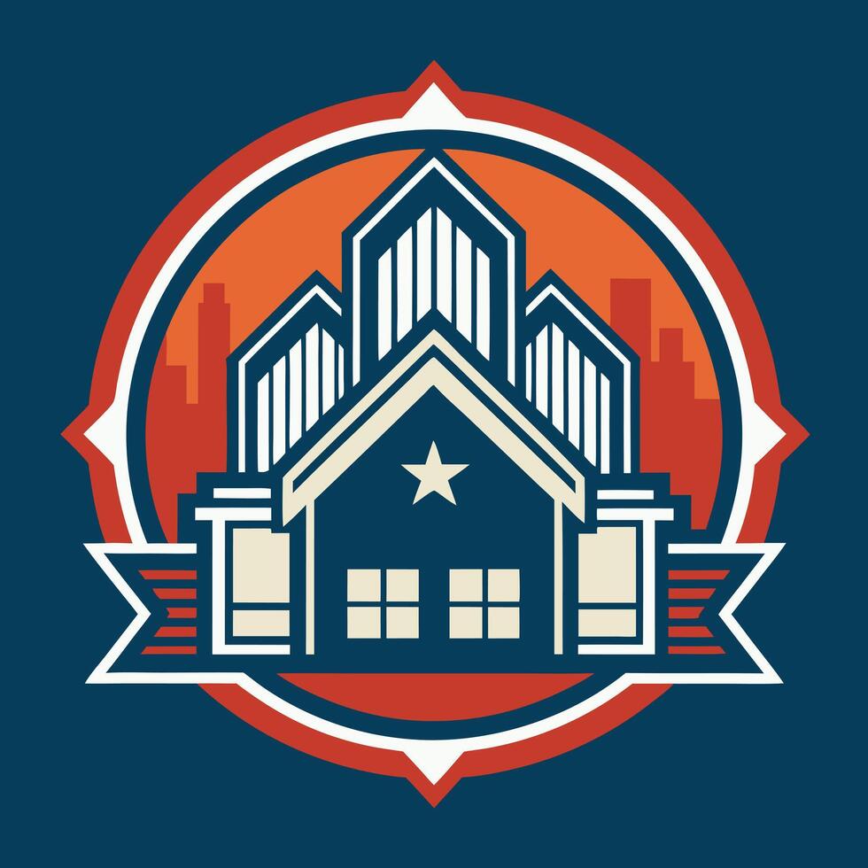 real estate logo illustration on solid background vector