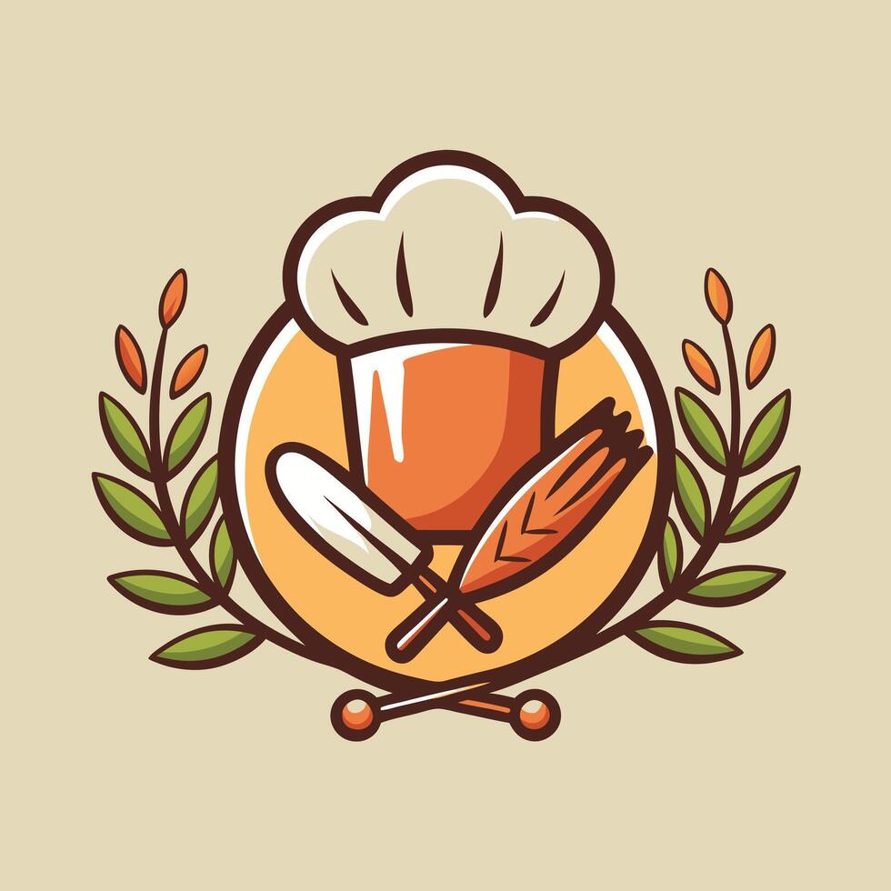 cooking logo illustration on solid background vector