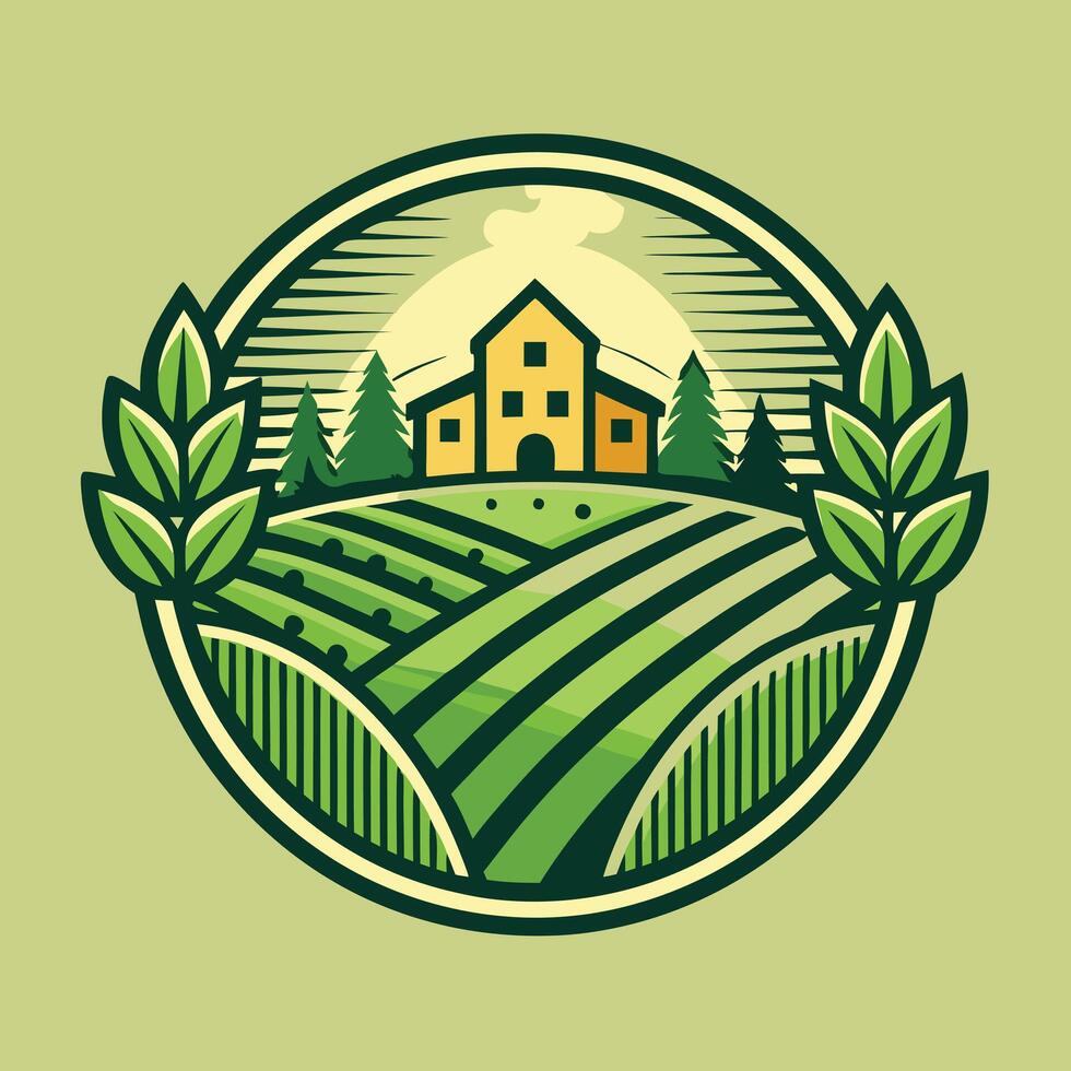 Farming logo illustration design on solid background vector