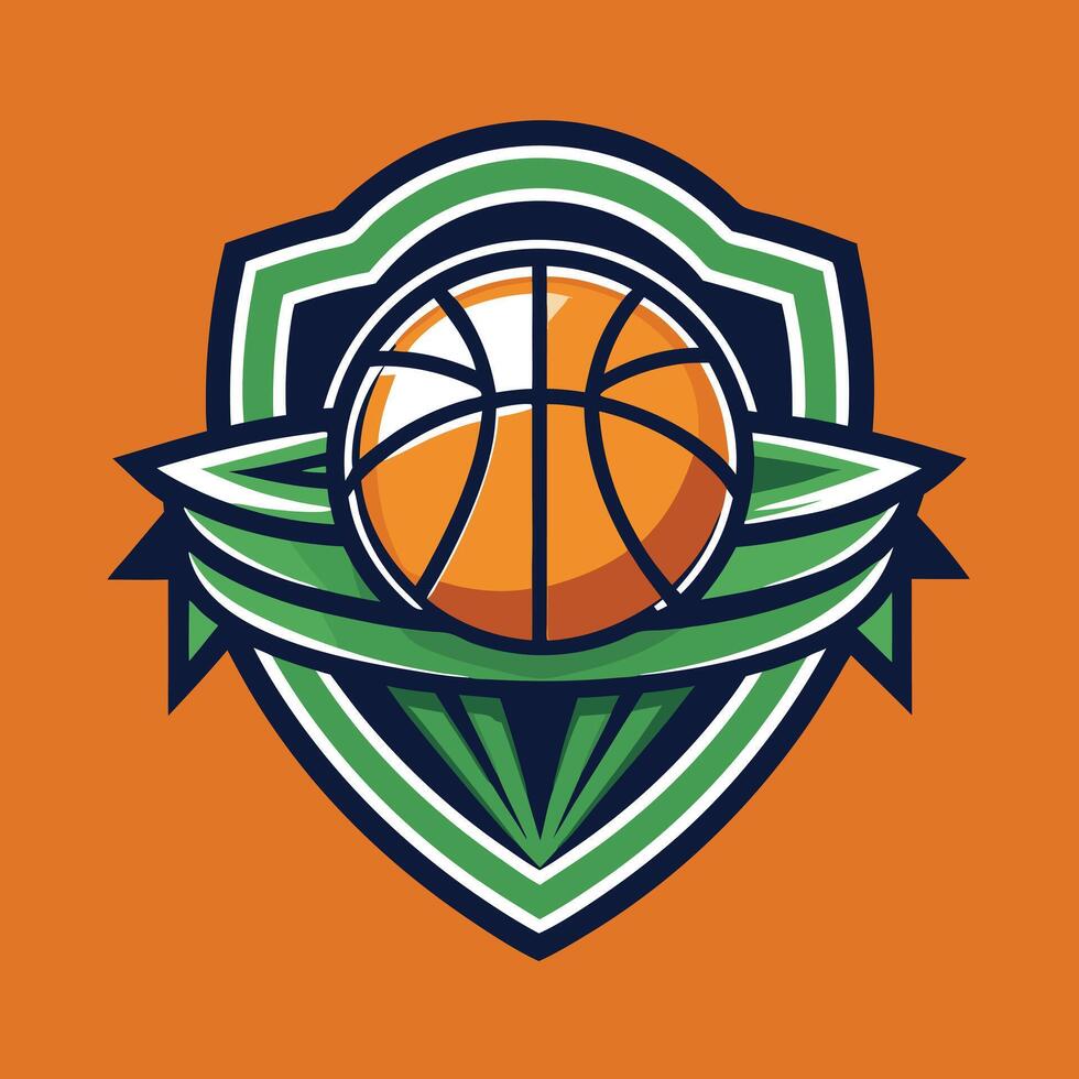 basketball team logo design illustration on solid background vector