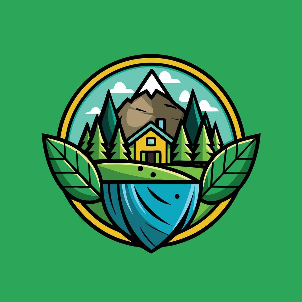 environment logo illustration on solid background vector