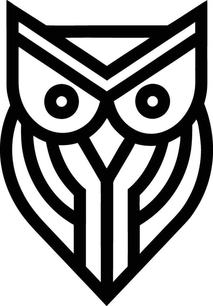 minimal linear owl logo illustration black and white vector