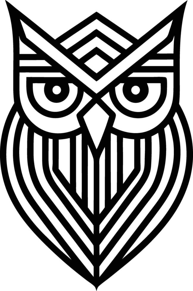 minimal linear owl logo illustration black and white vector
