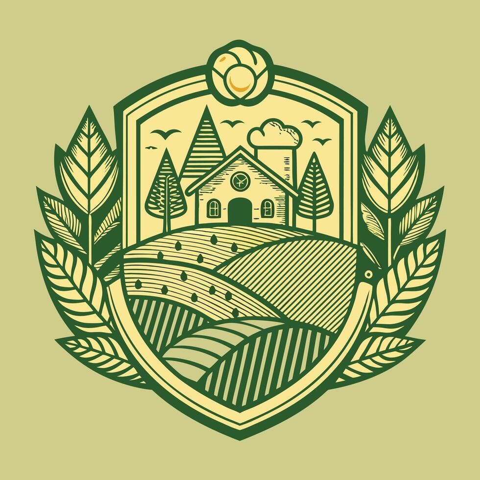 Farming logo illustration design on solid background vector