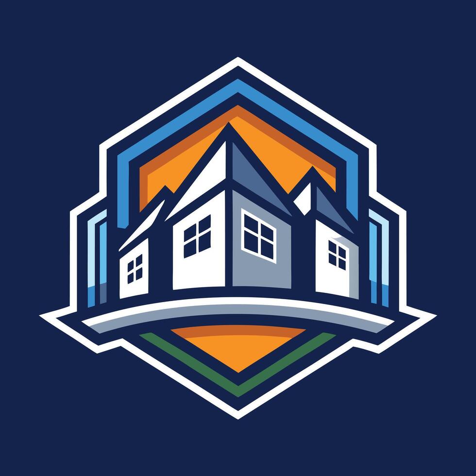 real estate logo illustration on solid background vector