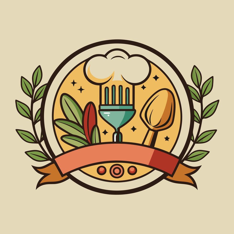 cooking logo illustration on solid background vector