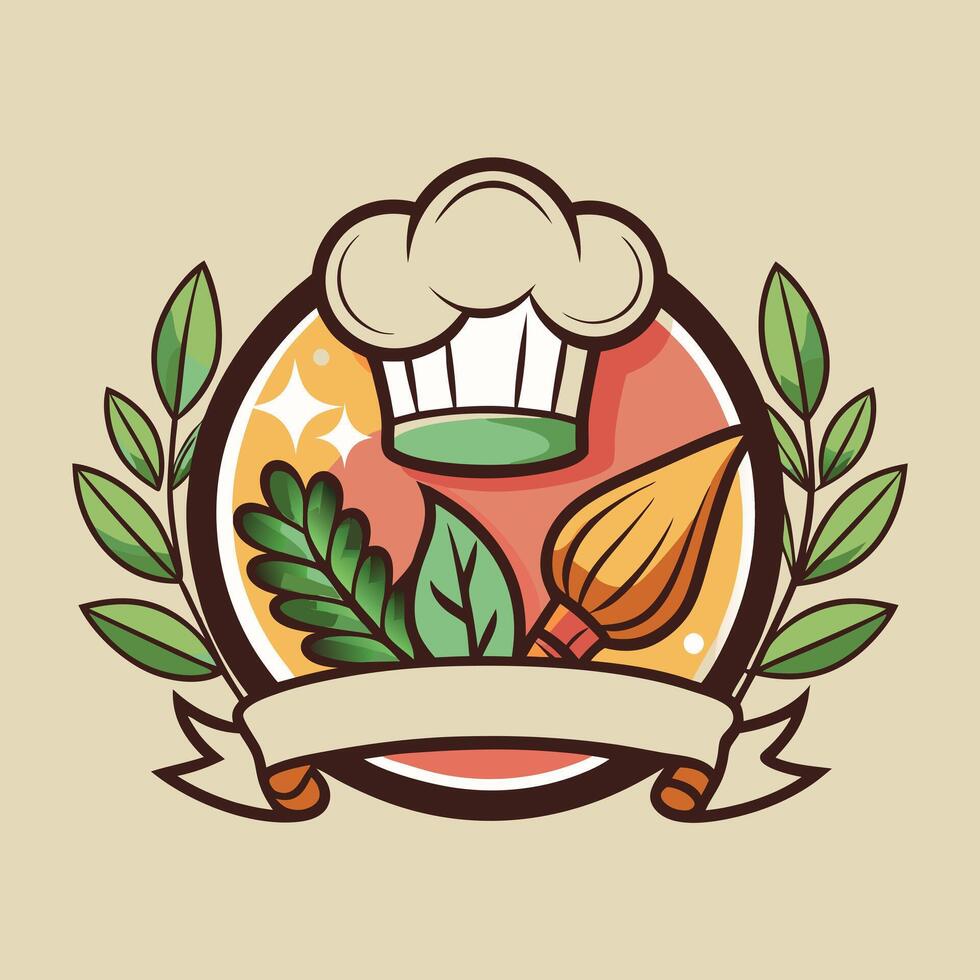 cooking logo illustration on solid background vector