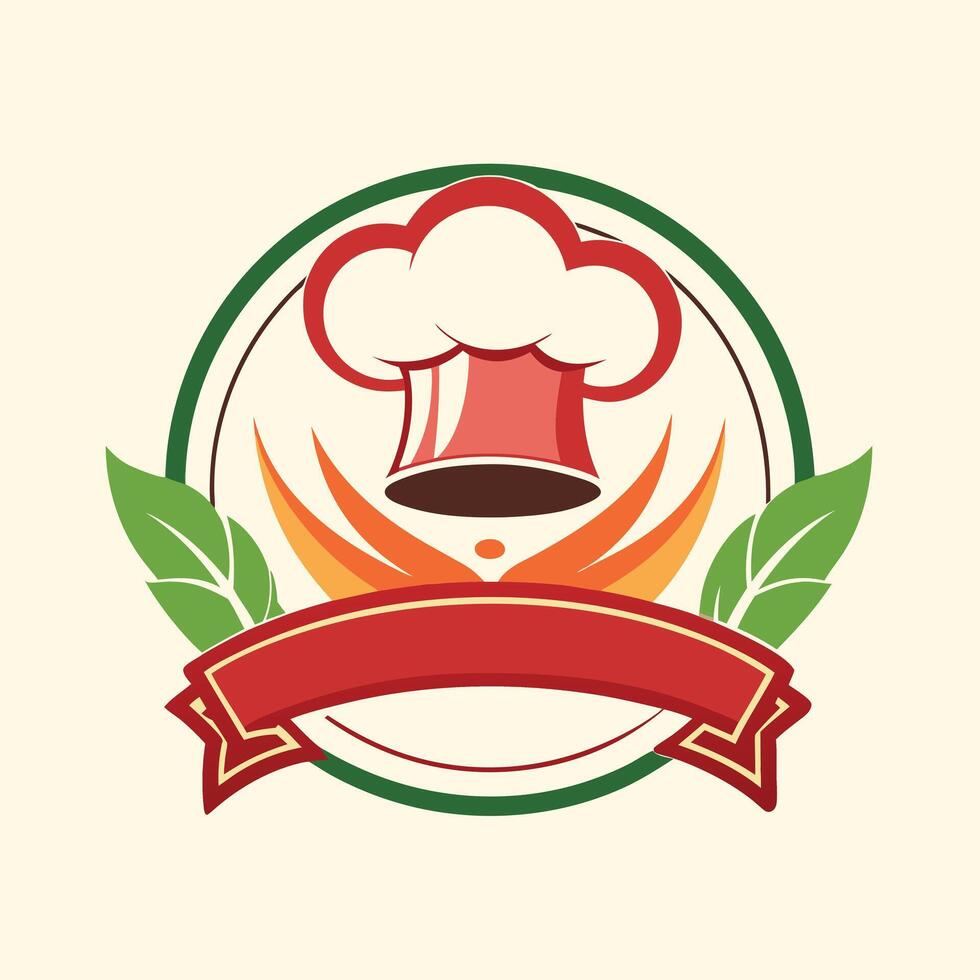 illustration of a cooking logo in solid background vector