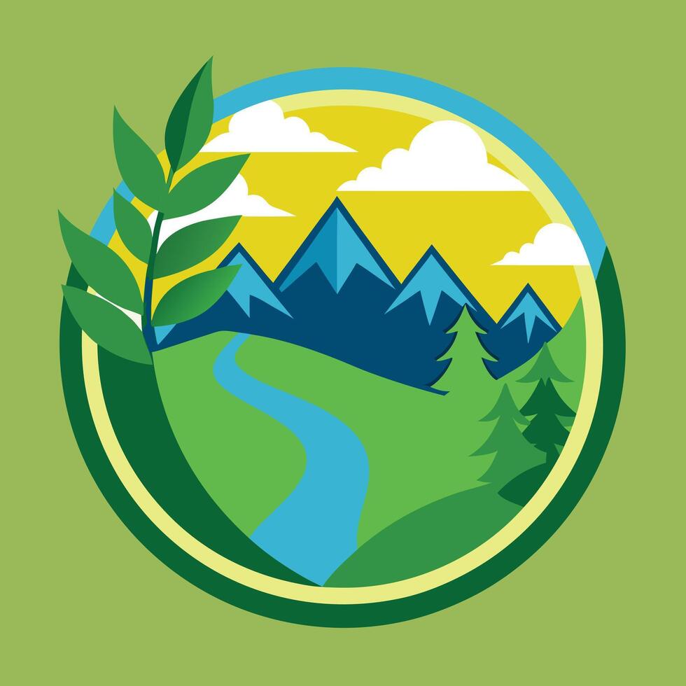 environment logo illustration on solid background vector