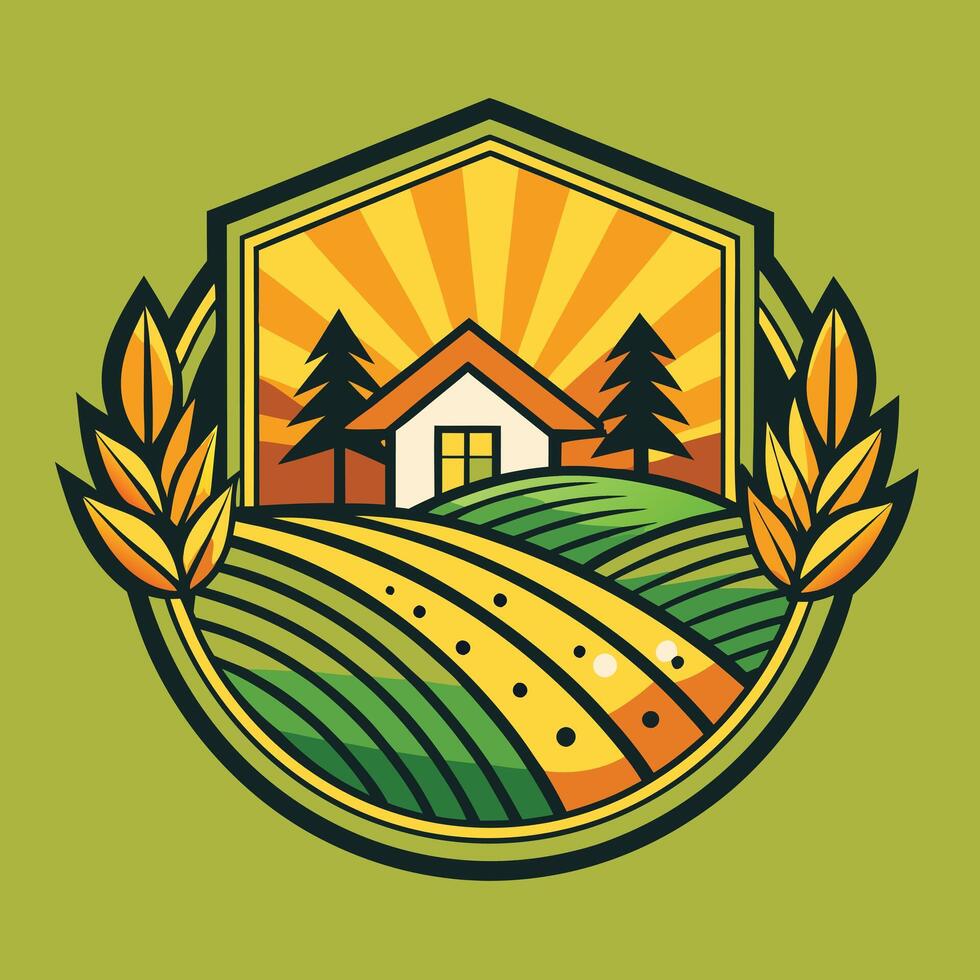 Farming logo illustration design on solid background vector