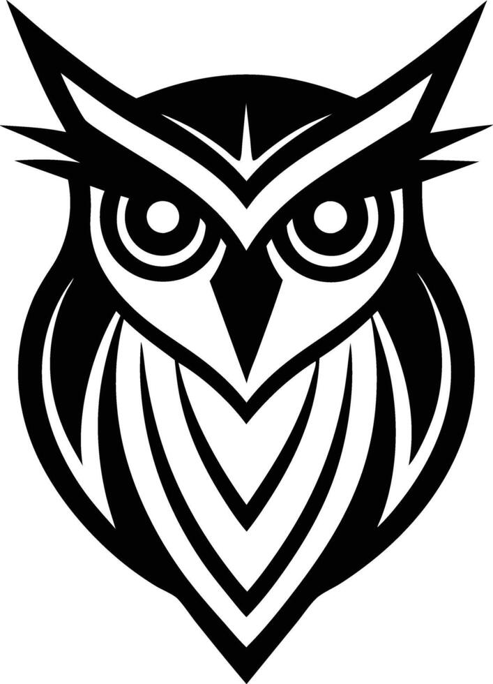 minimal linear owl logo illustration black and white vector