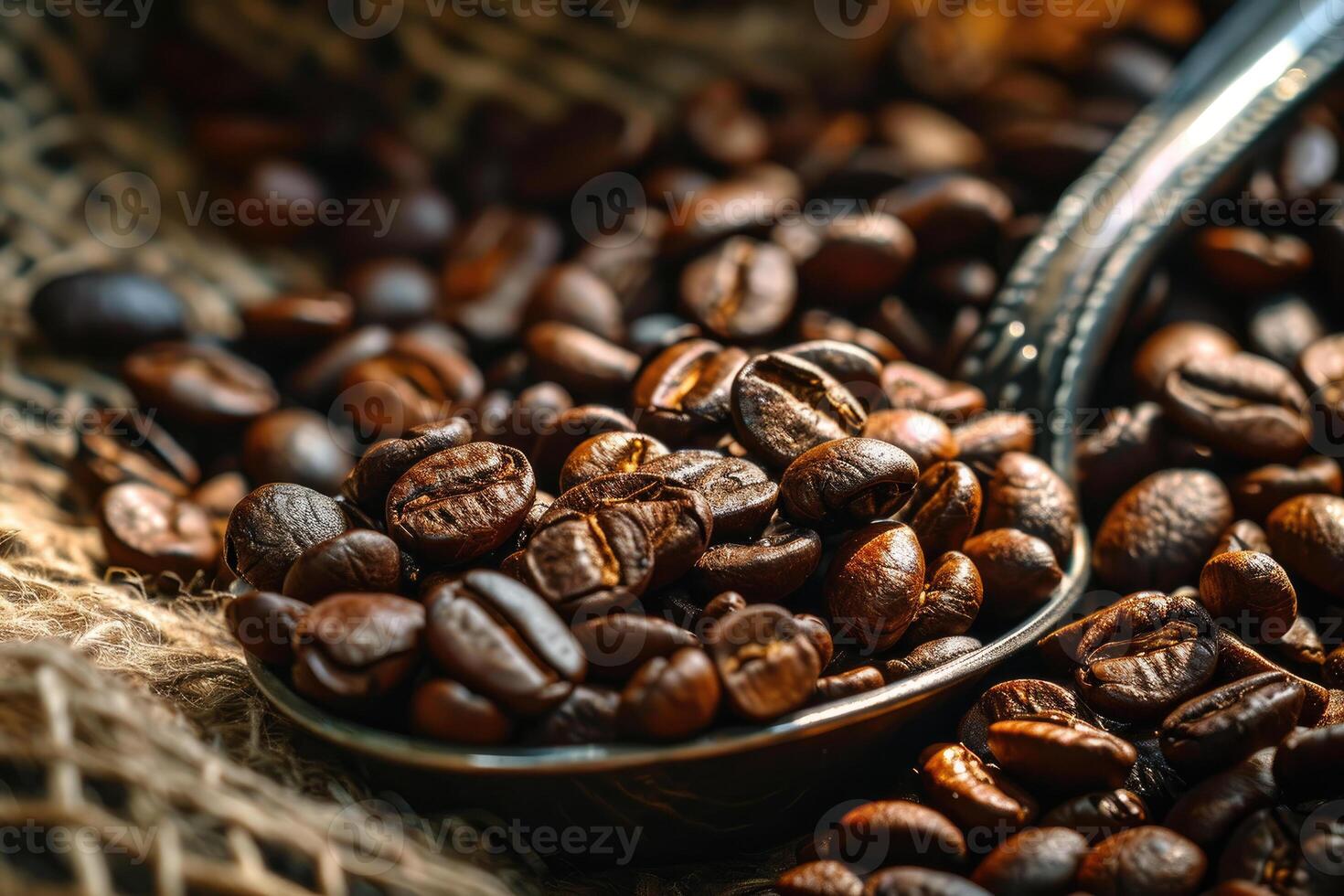 Spoon with Coffee Beans photo