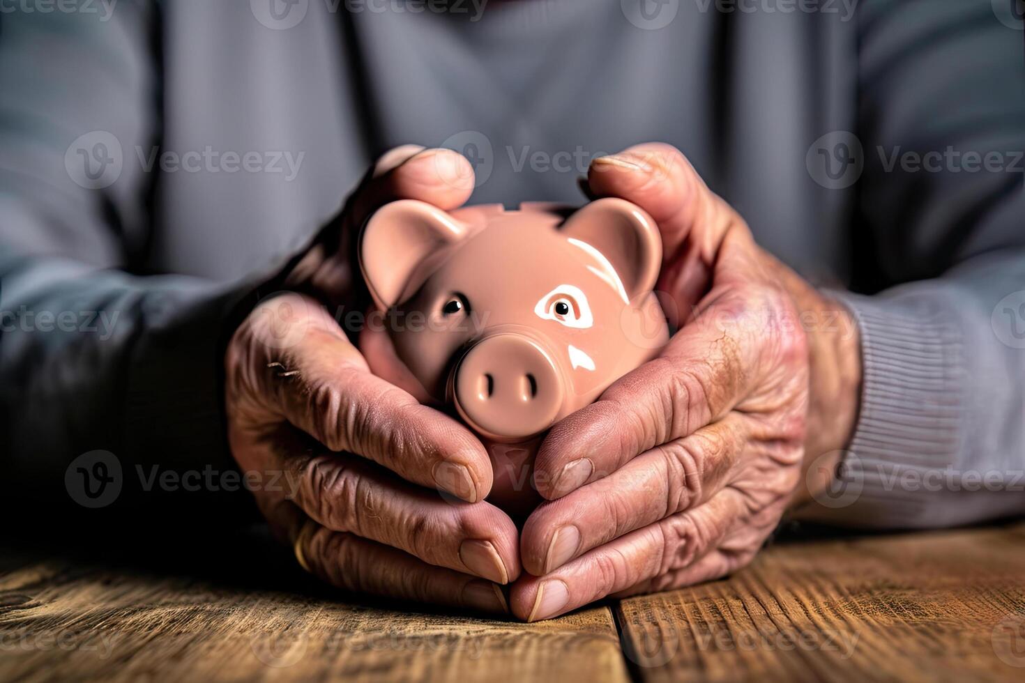 Pensioner with Piggy Bank photo