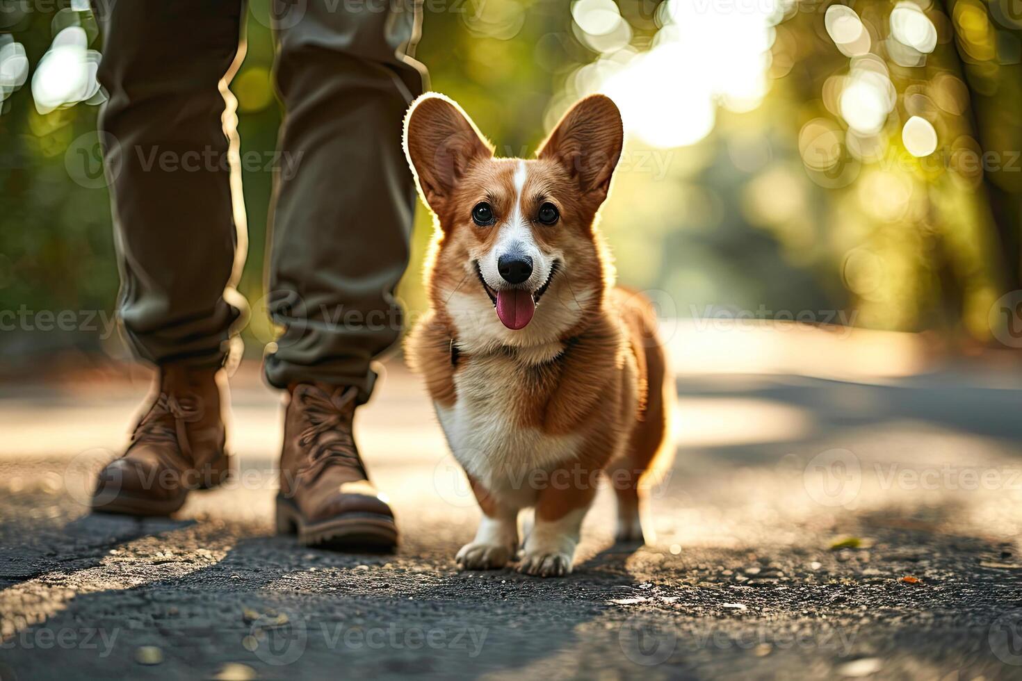 Man with Dog in a Park photo