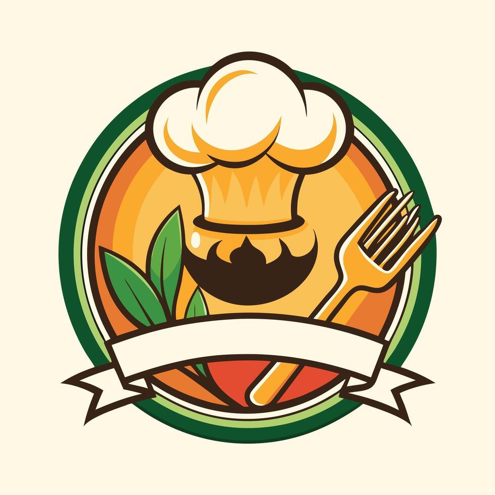 illustration of a cooking logo in solid background vector