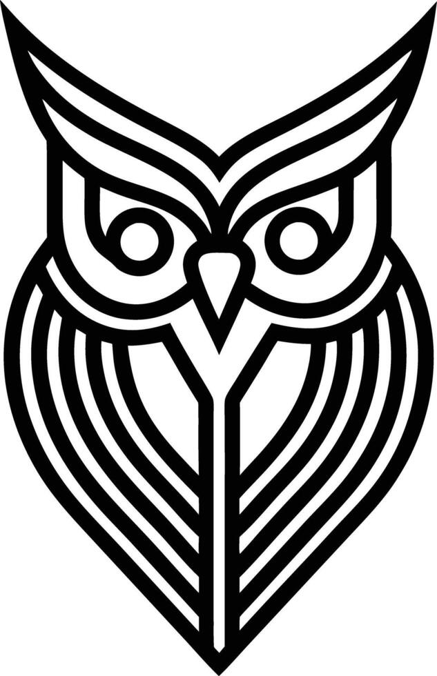 minimal linear owl logo illustration black and white vector