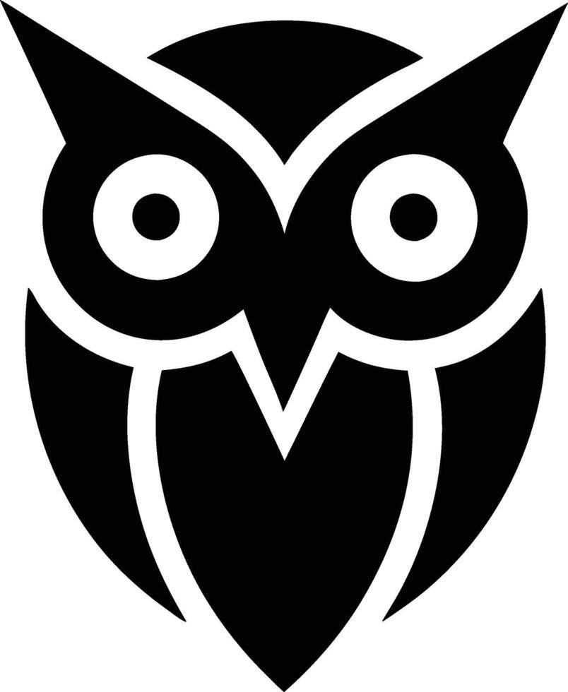 minimal linear owl logo illustration black and white vector