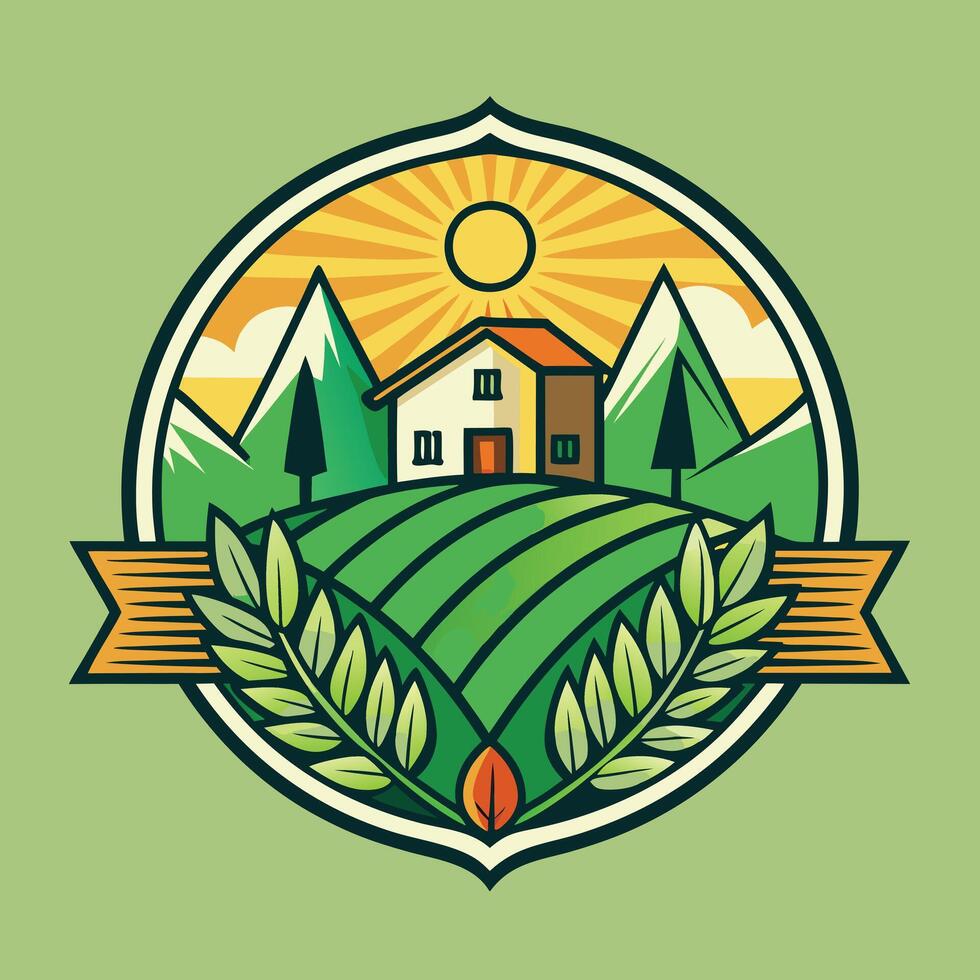 Farming logo illustration design on solid background vector
