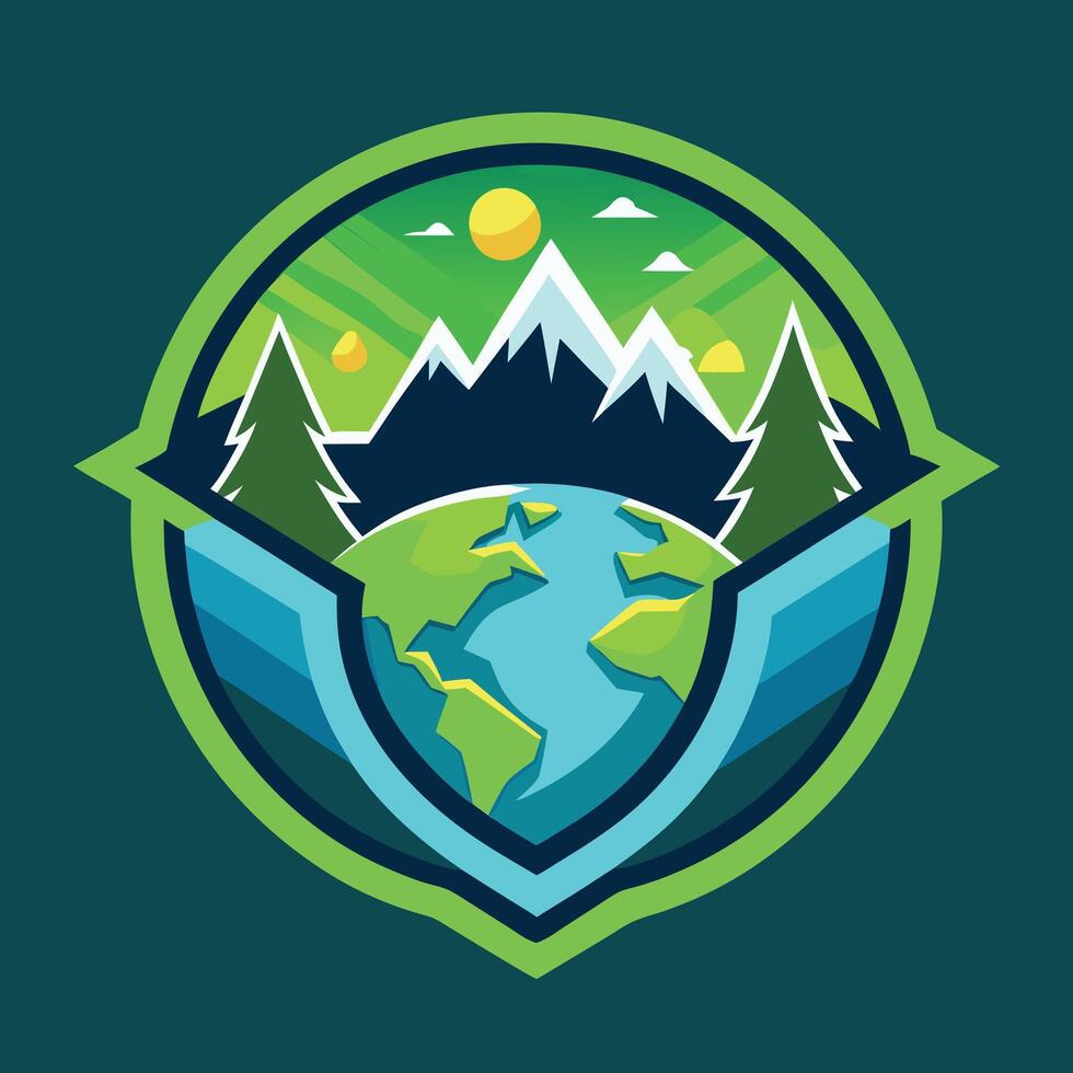 environment logo illustration on solid background vector
