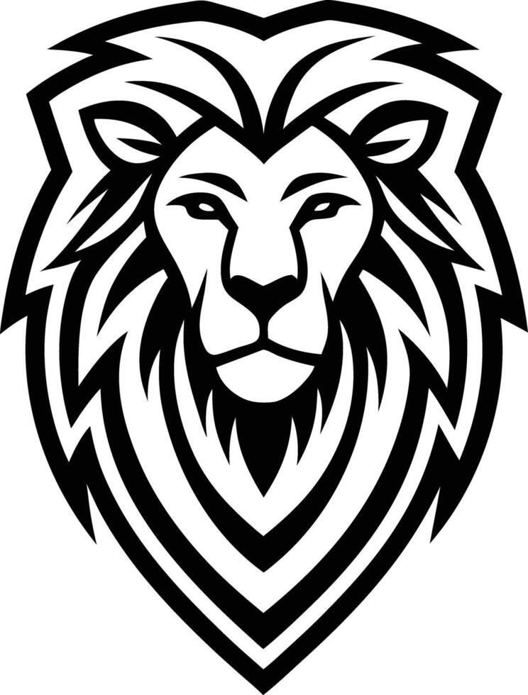 minimal lion head logo line art style black and white vector