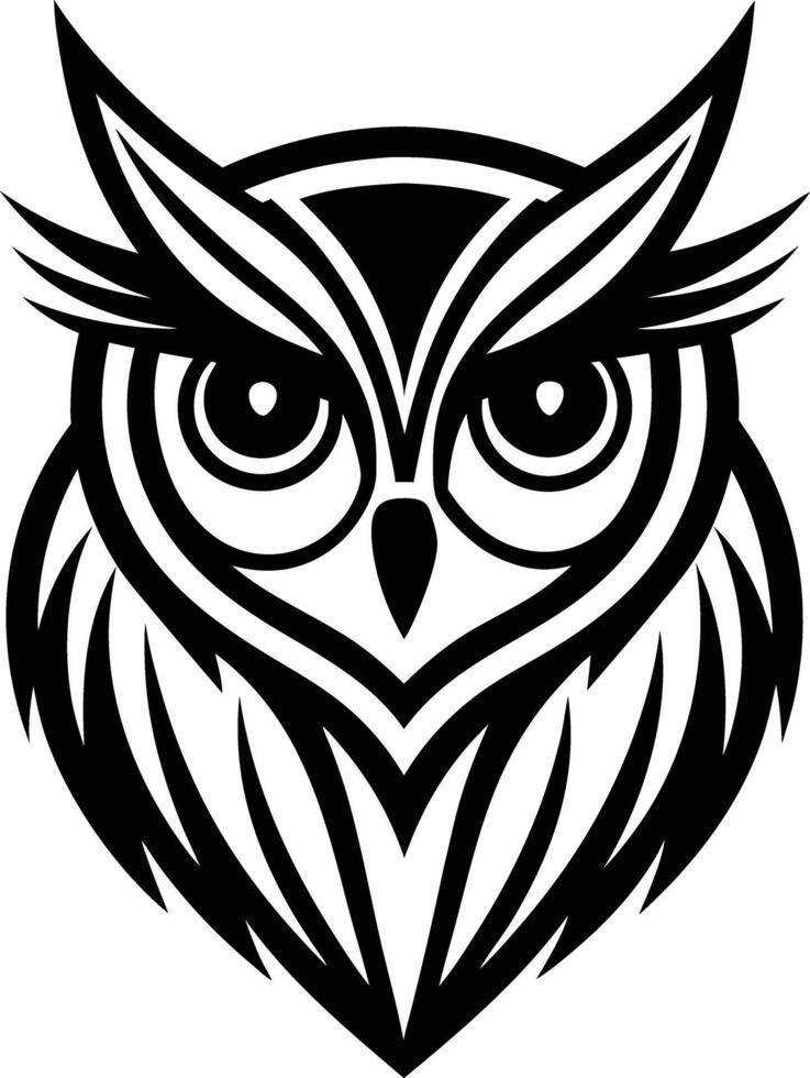 minimal linear owl logo illustration black and white vector