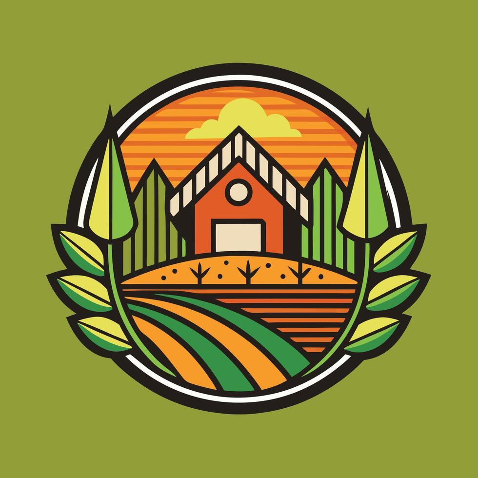 Farming logo illustration design on solid background vector